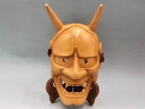 Máscara de madera vintage japonesa ""HANNYA"" cara de mujer enojada máscara Kagura - Imagen 1 de 12