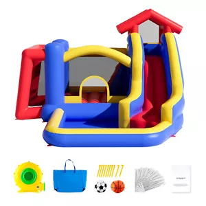 Inflatable Bounce House Bouncy Jumping Castle with Blower Slide for Kids - Picture 1 of 12
