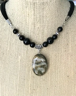 Collar Colgante Piedras Preciosas Naturales Ágata Mar Jaspe Chakra Fengshui EE. UU. Foto 1 de 2