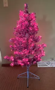 4 ft Pre-lit Purple Iridescent Artificial Tinsel Christmas Tree Purple Lights - Picture 1 of 6