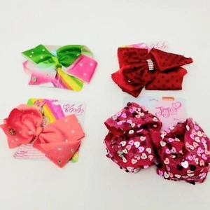 JoJo Siwa Hair Bows NWT Pink Red Rainbow Sequin Lot Set of 4 Nickelodeon NEW - Picture 1 of 2