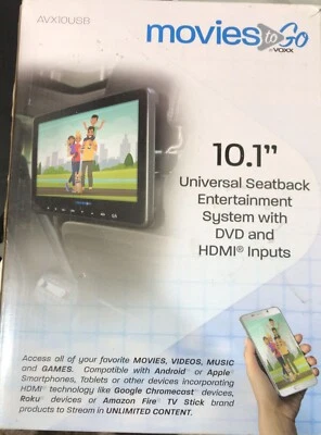 AVX10USB 10.1" Universal Seat-back System w DVD (b10) OPEN BOX, COMPLETE , NEW - Image 1 of 3