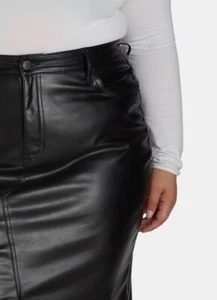 New Terra & Sky Women’s Plus Size High Rise Slim Fit Midi Skirt - Black, 20W - Picture 1 of 8