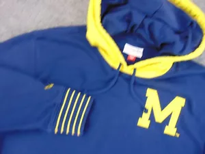Maglione Michigan Wolverenes uomo grande blu giallo felpa con cappuccio Mitchell & Ness - Foto 1 di 9