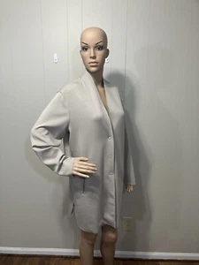 New! Women's Stylish "Carolina Belle" Long Beige Snap Front Sweater Jacket Med - Picture 1 of 14