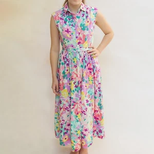 Kate Spade Colorful Floral Dress Small Pastels Flowers Pockets Retro Swing 50s - Picture 1 of 9