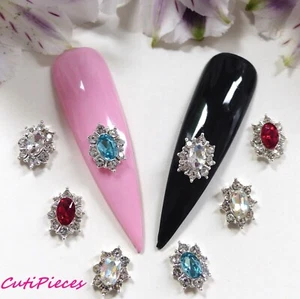 Arte en uñas 3D rosa plata azul multi AB marco de estrás tela joya gema aleación metal - Imagen 1 de 10