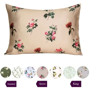 Silk Pillowcase Ultra Soft Printed Satin Luxury Bed Pillow Standard Queen King - Picture 1 of 110