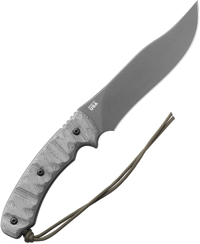 TOPS Longhorn Bowie Rocky Micarta 1095HC Sniper Gray Fixed Blade Knife LONGB06