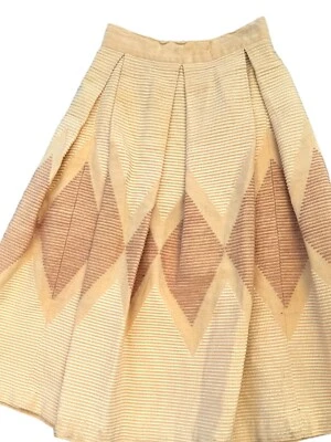 Falda circular vintage texturizada de algodón chenilla hecha a mano plisada giratoria talla pequeña Foto 1 de 4