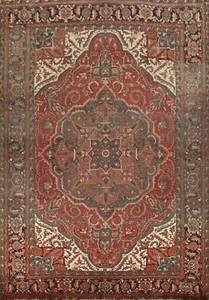 Nomadic Traditional Vintage Hand-made Geometric Wool Heriiz Rug Area Carpet 8x11 - Picture 1 of 23