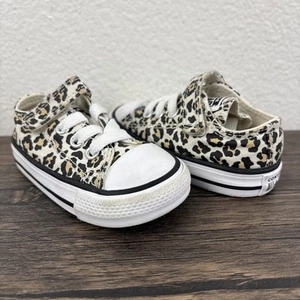 Converse Girl Toddler Leopard Print 766298F Size 4 Sneakers Little Kids Shoes - Picture 1 of 24