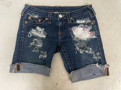True Religion Sophie Women Size 16 Flap Pocket Denim Cuffed Bermuda Jean Shorts - Image 1 of 4