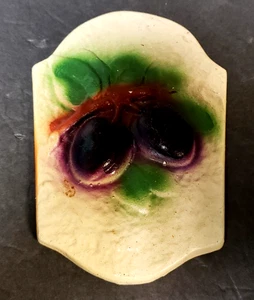 Fruit Chalkware Wall Plaque Plum Kitchen Decor Mid Century Chalk Art Vintage - Picture 1 of 4