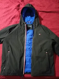 Tommy Hilfiger Jacket Men Extra Large Black THFLEX Parka Lightweight Waterproof - Picture 1 of 9