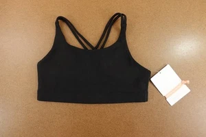 Athleta Girl Size L/12 Black Upbeat 2.0 Strappy Back Pullover Sports Bra NWT - Picture 1 of 7