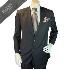 HUGO BOSS Men 2pc Suit Huge3/Genius2 Modern Slim Fit Wool Charcoal 42S W36xL30 - Picture 1 of 22