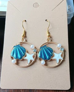 Gorgeous Women Elegant Earrings Retro Shell Starfish Pearl Ocean Style 1601 - Picture 1 of 1