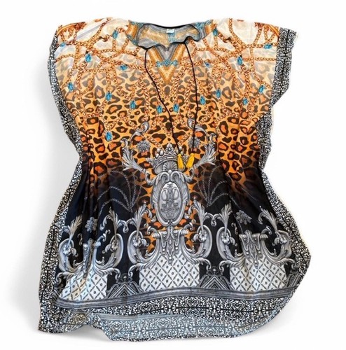 Copricaftano trasparente stampa esotica leopardata "Versace inspired". Kimono