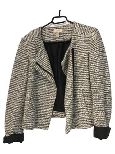 ANN TAYLOR LOFT Giacca Leggera Donna Nera Bianca Classica (IT 40, EU 36) - Foto 1 di 3