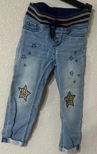 Wonder Nation Jeans Elastic Waist Strechy Size XS 4-5 Jeans With Star's Girls -A - Picture 1 of 4