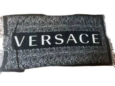 VERSACE Black & White Blanket Towel 93x183cm Rare Luxury Home Decor Foto 1 de 3