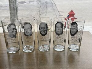 Vintage LOT OF 5 of 1970 NFL Green Bay Packers Pizza Hut Glasses. Lombardi, etc