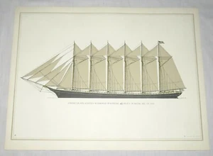 Sailing Through The Centuries Print American Six-masted Schooner Wyoming 1909 - Picture 1 of 1