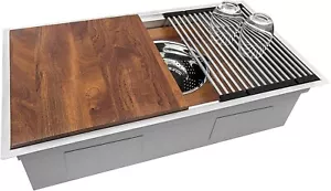 Premium 33-Inch Undermount Kitchen Workstation Sink with Integrated Accessories - Picture 1 of 11