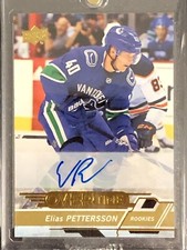 2018-19 Elias Pettersson Upper Deck Overtime Autographs Gold #120 QTY