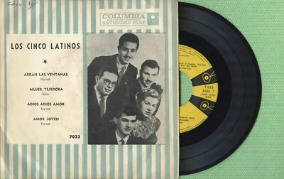 LOS CINCO LATINOS 5 / Abran Las Ventanas COLUMBIA 7033 Pre Argentina 1957 EP VG+ - Image 1 of 4