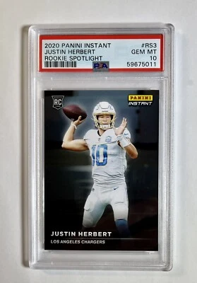JUSTIN HERBERT 2020 Panini Instant Rookie Spotlight RS3 RC PSA 10 GEM MINT /1155 - Image 1 of 2