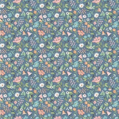 Garden Party Freshly Picked Night Blue Floral Fabric Poppie Cotton by Half Yard - Image 1 of 4