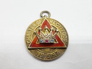 VINTAGE SOLID SILVER MASONIC CHAPTER OF RECTITUDE ENAMEL JEWEL PENDANT MEDAL - Picture 1 of 6