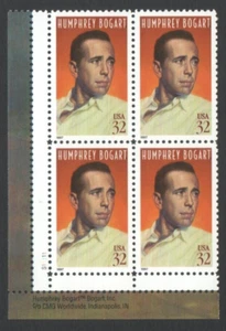 UnUsed Block OF 4 US Postage 32 Cent Stamps HUMPHREY BOGART 1997 - Picture 1 of 2