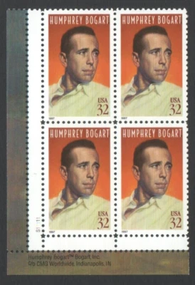 UnUsed Block OF 4 US Postage 32 Cent Stamps HUMPHREY BOGART 1997 - Image 1 of 2