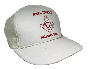 Vintage Freemason Hat Cap Snap Back White Mesh Trucker Lodge # 17 Watertown CT - Picture 1 of 14