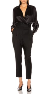 Equipment Carlens Satin & Wool Jumpsuit True Black 0 NWT $550 - Picture 1 of 7