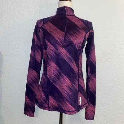 Reebok Para Mujer S 1/4 Cremallera Pull Over Neón Púrpura/Rosa Agujeros para Pulgar Calce Ajustado Foto 1 de 4