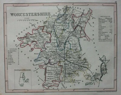WORCESTERSHIRE, original antique map, Railways, JOSHUA ARCHER, c.1848 - Image 1 of 4