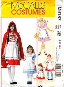 McCalls Sewing Pattern 6187 Costumes Red Riding Hood Alice Kids 3-8 Miss Sml-Xlg - Picture 1 of 2