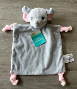 NWT Dan Dee Gray Elephant Easter Baby Blanket Security Lovey Knot Corners Rattle - Picture 1 of 6