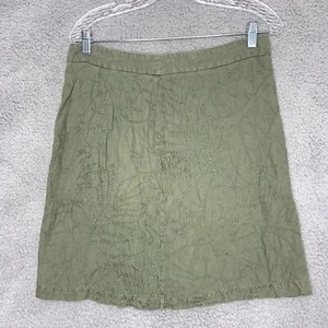 Tommy Bahama Skirt Womens 6 Olive Green Embroidered Tropical Leaf Work Casual - Picture 1 of 8