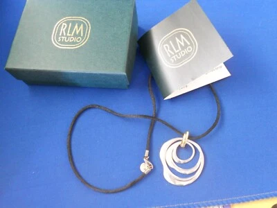 RLM Studio 925 Plata Colgante Collar Círculos Negro 18" Cordón Robert Lee Morris Foto 1 de 4