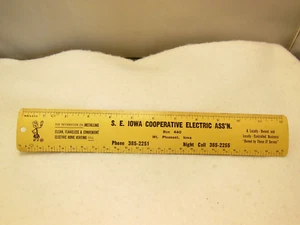 VINTAGE REDDY KILOWATT WERBUNG METALLLINEAL MT. PLEASANT, IOWA COOP ELECTRIC ASS'N - Bild 1 von 8