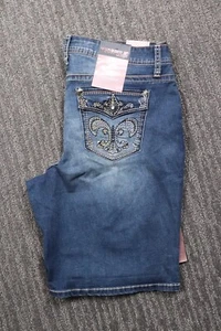 Hydraulic Women Jorts Embellished Pockets Denim Shorts 12 (34x9) Stretch NWT - Picture 1 of 17