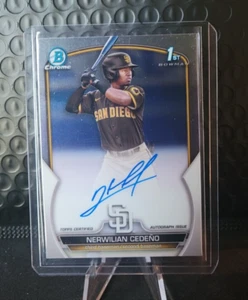 2023 Bowman Chrome Nerwilian Cedeno Autograph Padres 1st Bowman Auto #CPA-NC - Picture 1 of 4