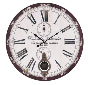 Orologio muro tondo classico pendolo legno parete cucina vintage orologi nuovo - Picture 1 of 4