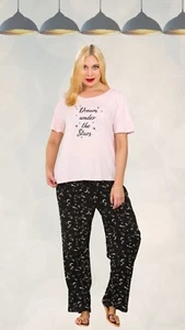 Ex Evans Sleep Women’s Plus Size “ Dream Under The Star “ Pyjama Set in Pink - Picture 1 of 5