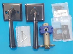 Emtek 8231MERHUS10B Merrimack Brass Lever Handle With Quincy Rosette - Picture 1 of 7